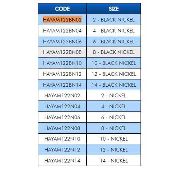     122 Black Nickel 10, 2  Hayabusa HAYAM122BN10 