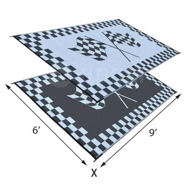  Racing Flag Black / White 1.82 x 2.74 m Stylish camping 672-RF6091 