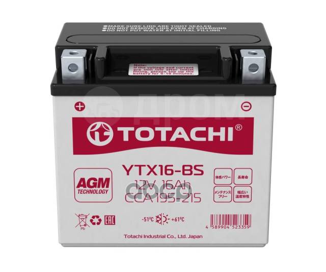  Totachi Moto Ytx16-Bs 16 / R Agm TOTACHI 90016 