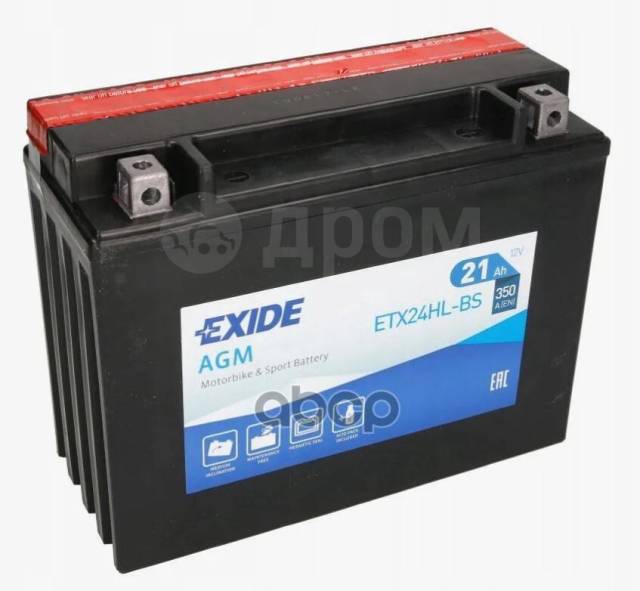   Exide Agm [12V 21Ah 350A] EXIDE . ETX24HL-BS 