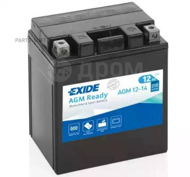  MOTO AGM Ready 12Ah 210A 134x89x164  ETN 0  M04 EXIDE AGM12-14 