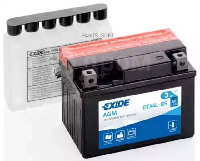  MOTO AGM 3Ah 50A 113x70x85  ETN 0  M04 EXIDE ETX4L-BS 