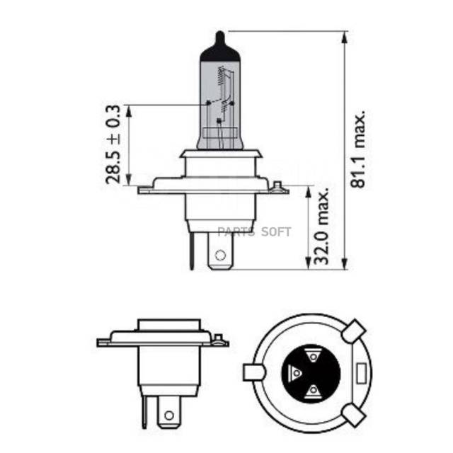   H4 12V 60/55W WhiteVision ultra moto  1 PHILIPS 