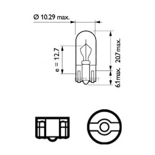   10   W3W 12V 3W W2.1X9.5D Moto PHILIPS 12256CP 