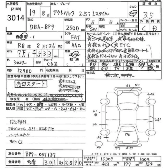 ������������ Subaru Outback 2007 20401AG000 BP9 EJ253, �������� 20401AG000 �� �����