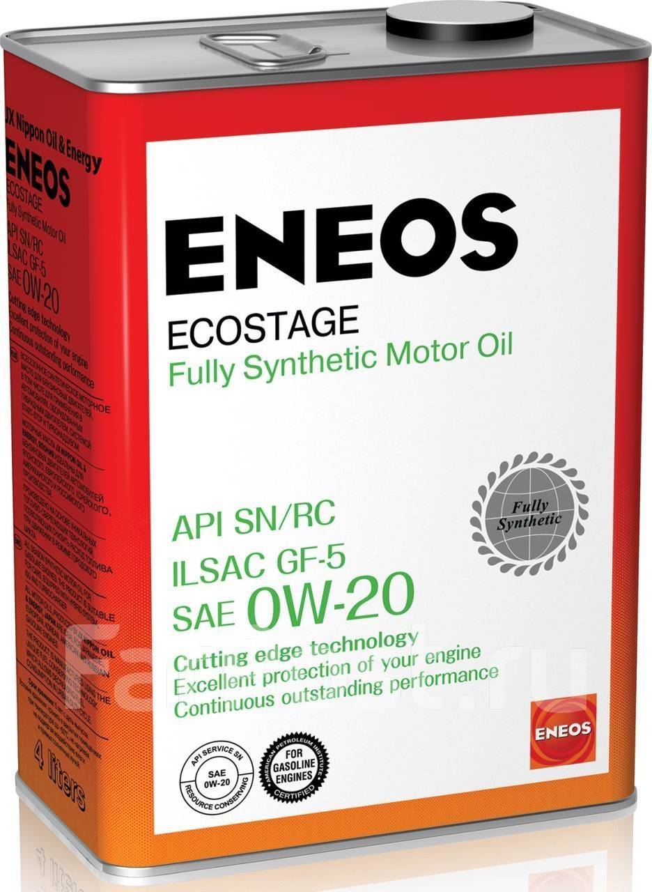 Синт. мотор. масло) Eneos 0W-20 Gasoline Ecostage Sn, Ilsac Gf-5, 4Л,  синтетическое, 4,00 л. SN, бензин. Цена: 4 181₽ в Красноярске