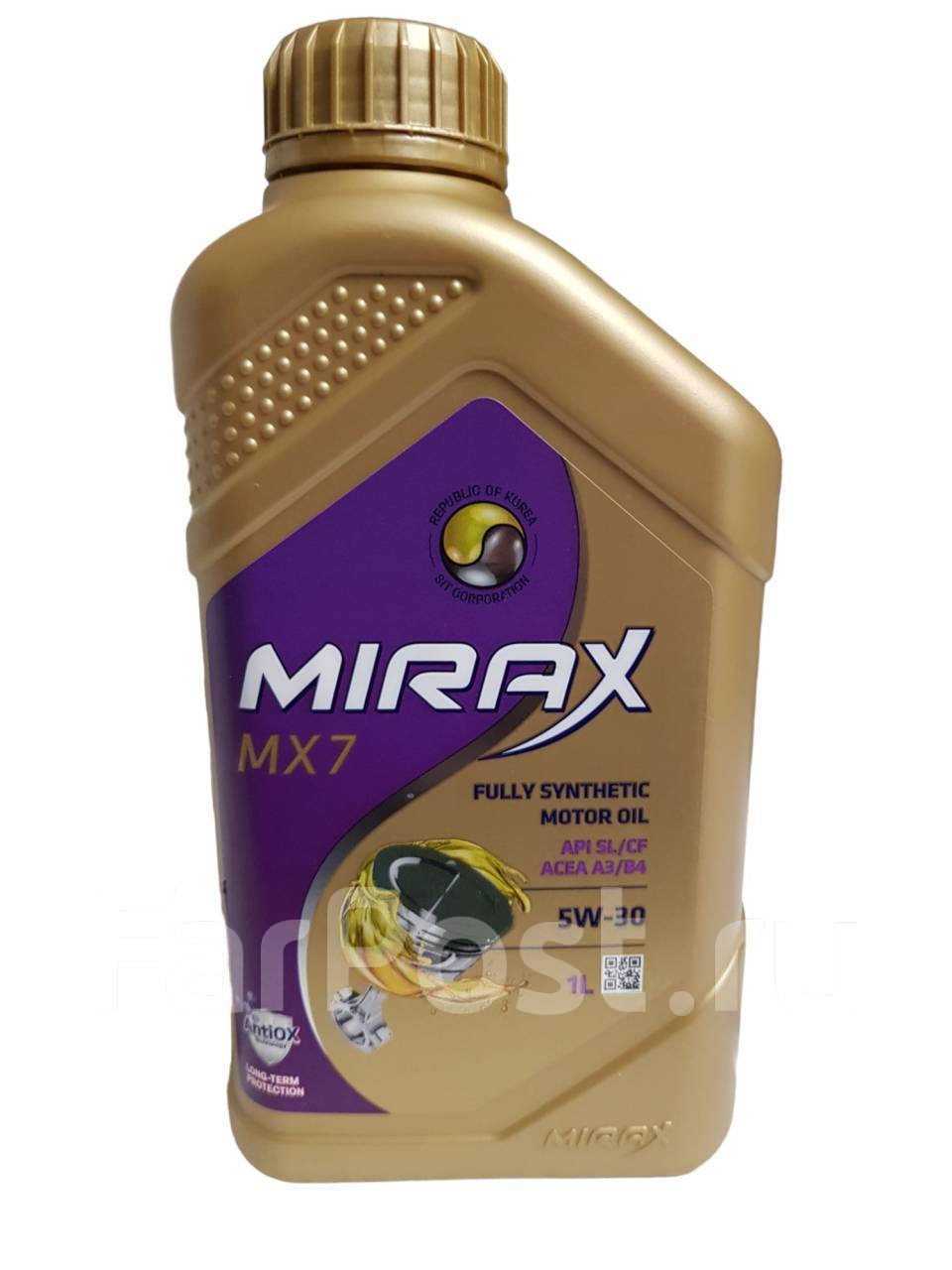 Масло моторное синтетическое Mirax MX7 SAE 5W-30 ACEA A3/B4 API SL/CF 4л  Mirax 607027, 4,00 л. CF, SL, A3, B4. Цена: 2 018₽ в Новосибирске