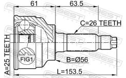   MA-06, 25*56*26, RF, G034-25-500, G044-25-500A, 0510006, Febest (C / 38 / 9) 