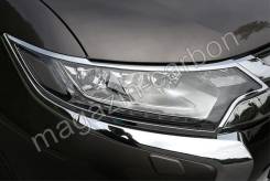 Накладки на фары (хром) Mitsubishi Outlander 2015-2017 в Уссурийске Накладка на фару. Mitsubishi Outlander, GF2W, GF3W, GF4W, GF7W, GF8W, GG2W 4B11, 4B12, 4J11, 4J12, 4N14, 6B31