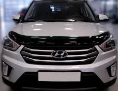 Дефлектор капота SIM (мухобойка) Hyundai Creta, ix25 2016- темный в Красноярске Дефлектор капота. Hyundai Creta, GS Двигатели: G4FG, G4NA
