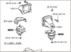 Подушка двигателя Toyota MARK II JZX100 1Jzgte, левая в Красноярске Подушка двигателя TOYOTA MARK II JZX100 1JZGTE