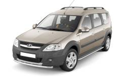 Защита порогов с алюм. площадкой Lada Largus Cross 2015- в Кемерово Накладка на порог. Лада Ларгус Кросс, R90 Лада Веста СВ K4M, BAZ21129