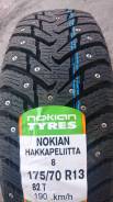 Nokian Hakkapeliitta 8 , 2019, 175/70R13 в Красноярске Nokian Hakkapeliitta 8. Зимние, шипованные, 2019 год, без износа, 4 шт