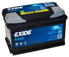   Excell [12V 71Ah 670A B13] 278X175x175mm  Etn 0 [-/+]   1(En) ["+" D 19.5 "-" D17.9] Exide . EB712 