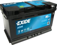   Micro-Hybrid Agm New! [12V 80Ah 800A B13] 315X175x190mm  Etn 0 [-/+]   1(En) ["+" D 19.5 "-" D17.9] Exide . EK800 