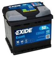   Excell [12V 50Ah 450A B13] 207X175x190mm  Etn 0 [-/+]   1(En) ["+" D 19.5 "-" D17.5] Exide . EB500 