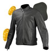  Komine LJ-534 Single Riders Leather JKT 2XL, Black 