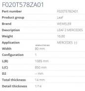   Weweler F020T578ZA01 