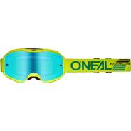  O'Neal B-10 Solid Neon Yellow Cross Enduro Motorcycle Mask - Radium Blue 