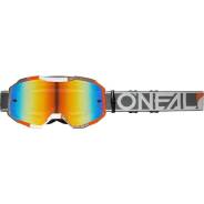  O'Neal B-10 Duplex Cross Enduro Motorcycle Mask White/Grey/Orange - Red Iridium 
