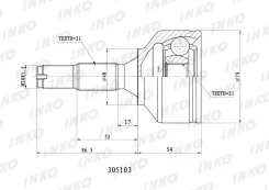 ���� ������� 21, 21 �������� ������ ����� ��� Renault Master II, Citroen C3, OPEL Movano INKO 305103 ����