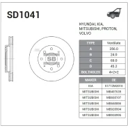 ���� ��������� Mitsubishi Galant 88>04/Carisma 95>06; Volvo S40 95>04 Sangsin Brake 'SD1041 ����